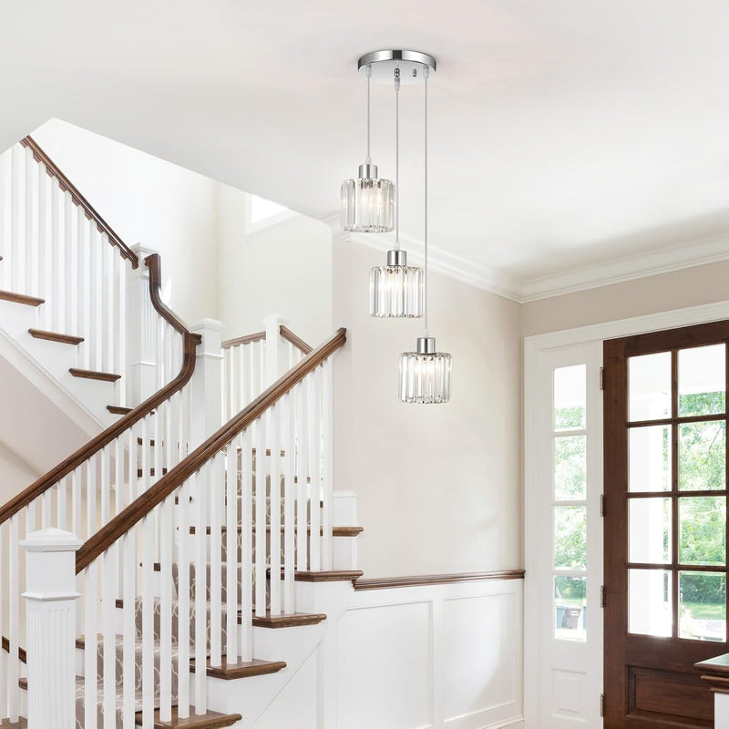Crystal Pendant Ceiling 3 Light Chrome Kitchen Island