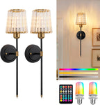 Crystal Rechargeable Wall Sconce Set of Two Battery
