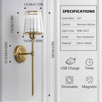 Crystal Rechargeable Wall Sconce Set of Two Battery