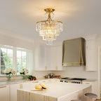Crystal Round Chandelier Antique Modern Semi Flush Mount