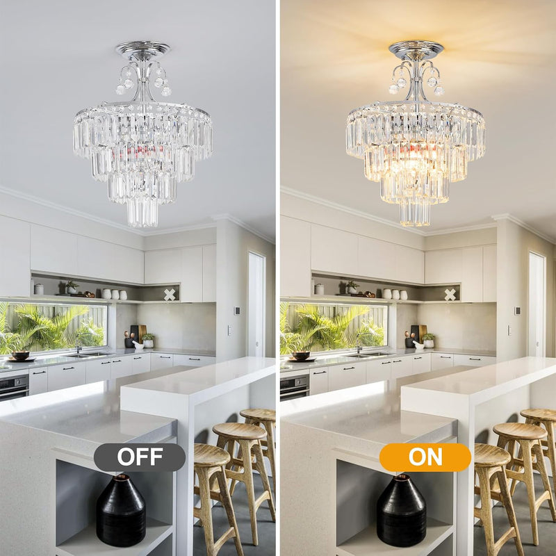 Crystal Round Chandelier Antique Modern Semi Flush Mount