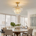 Crystal Round Chandelier Antique Modern Semi Flush Mount