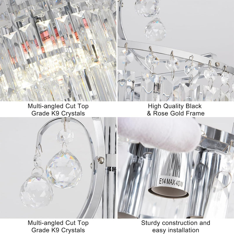 Crystal Round Chandelier Antique Modern Semi Flush Mount