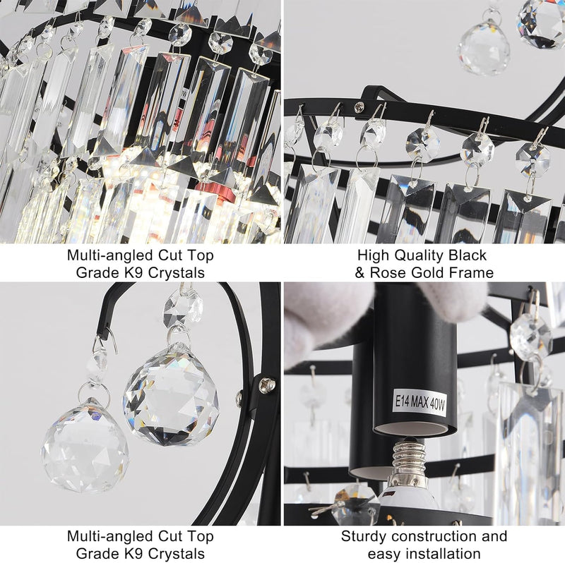 Crystal Round Chandelier Antique Modern Semi Flush Mount