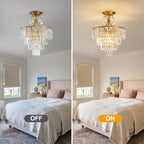 Crystal Round Chandelier Antique Modern Semi Flush Mount
