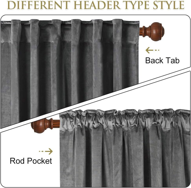 Curtains Velvet Drapes Extra Long Bedroom Room Darkening