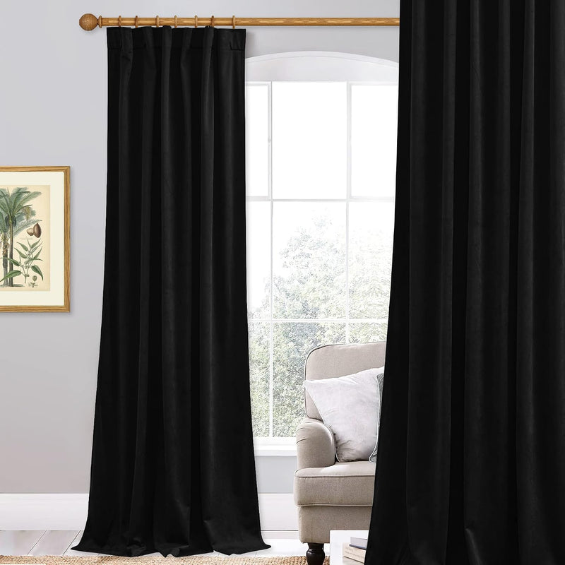 Curtains Velvet Drapes Extra Long Bedroom Room Darkening