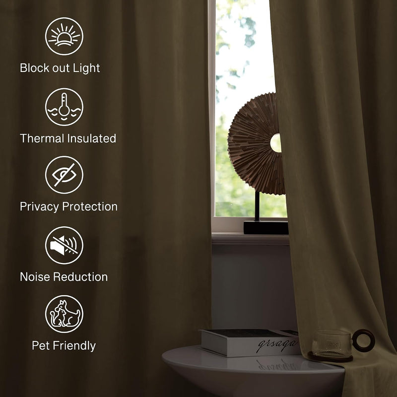 Curtains Velvet Drapes Extra Long Bedroom Room Darkening