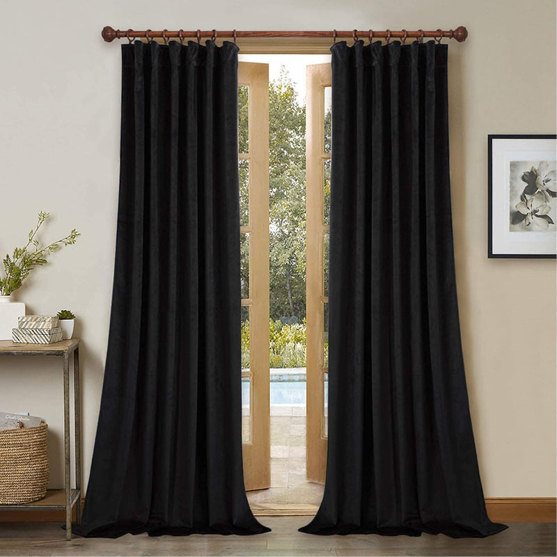 Curtains Velvet Drapes Extra Long Bedroom Room Darkening