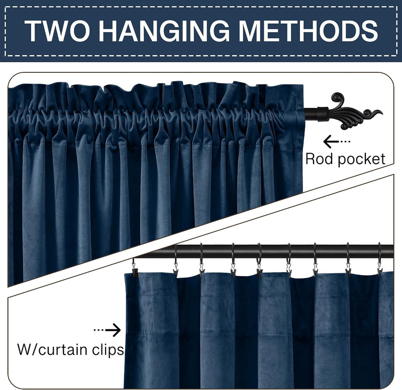 Curtains Velvet Drapes Extra Long Bedroom Room Darkening