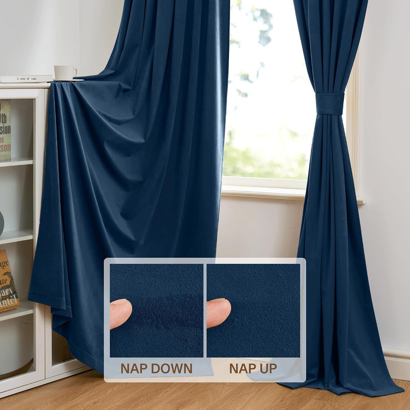 Curtains Velvet Drapes Extra Long Bedroom Room Darkening
