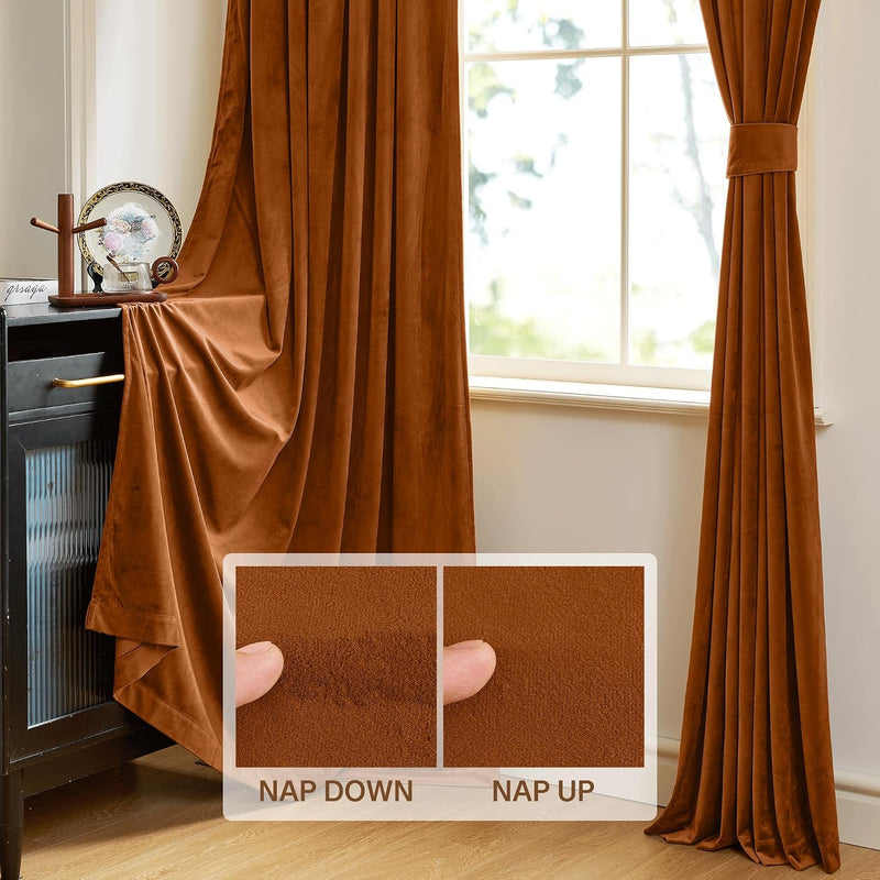 Curtains Velvet Drapes Extra Long Bedroom Room Darkening