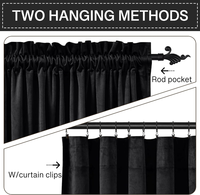 Curtains Velvet Drapes Extra Long Bedroom Room Darkening