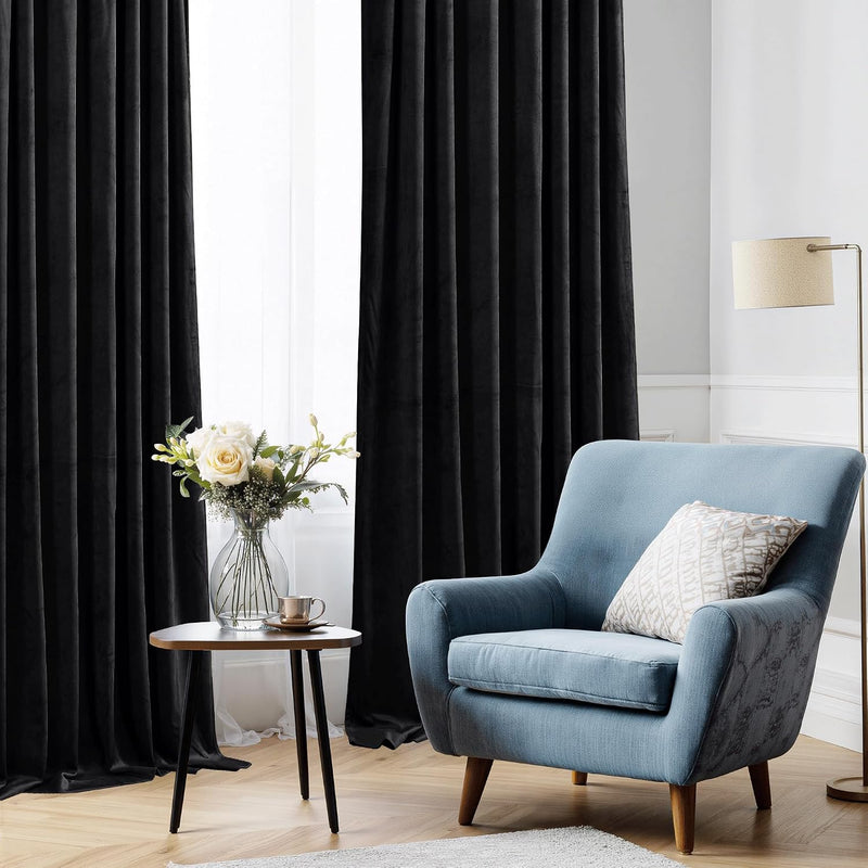 Curtains Velvet Drapes Extra Long Bedroom Room Darkening