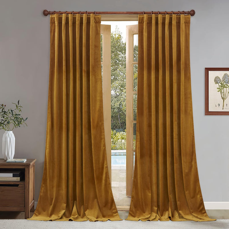 Curtains Velvet Drapes Extra Long Bedroom Room Darkening