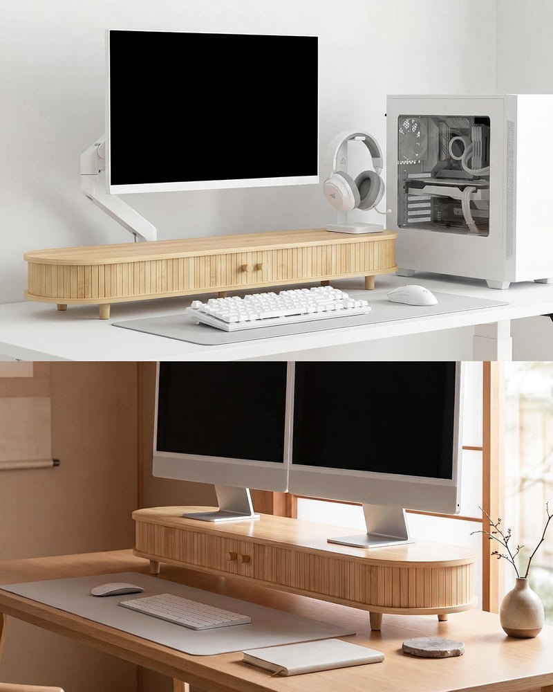 Curved Dual Monitor Stand Riser