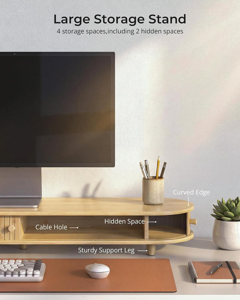 Curved Dual Monitor Stand Riser