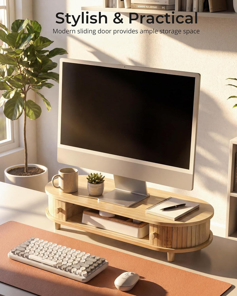 Curved Dual Monitor Stand Riser