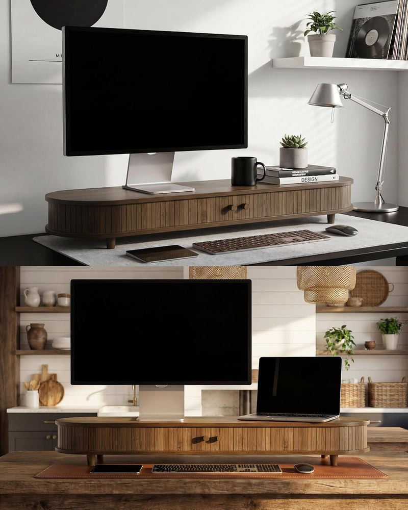 Curved Dual Monitor Stand Riser