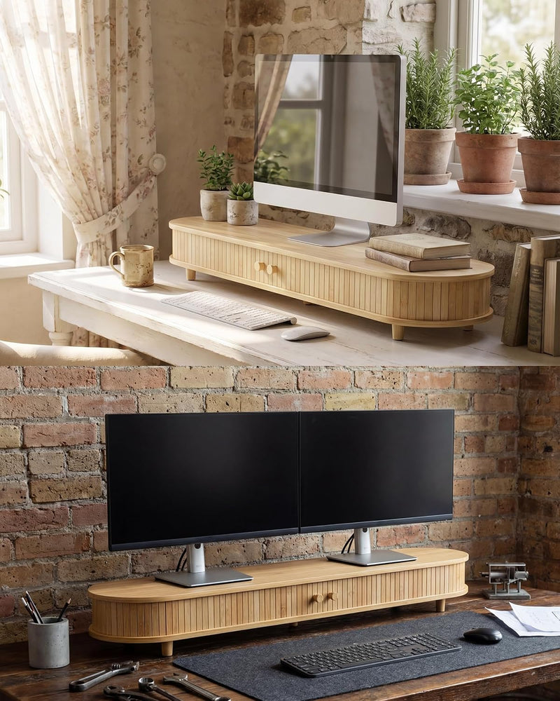 Curved Dual Monitor Stand Riser