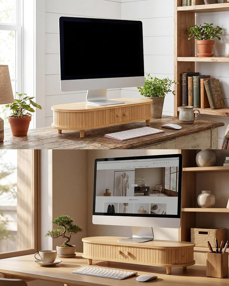 Curved Dual Monitor Stand Riser
