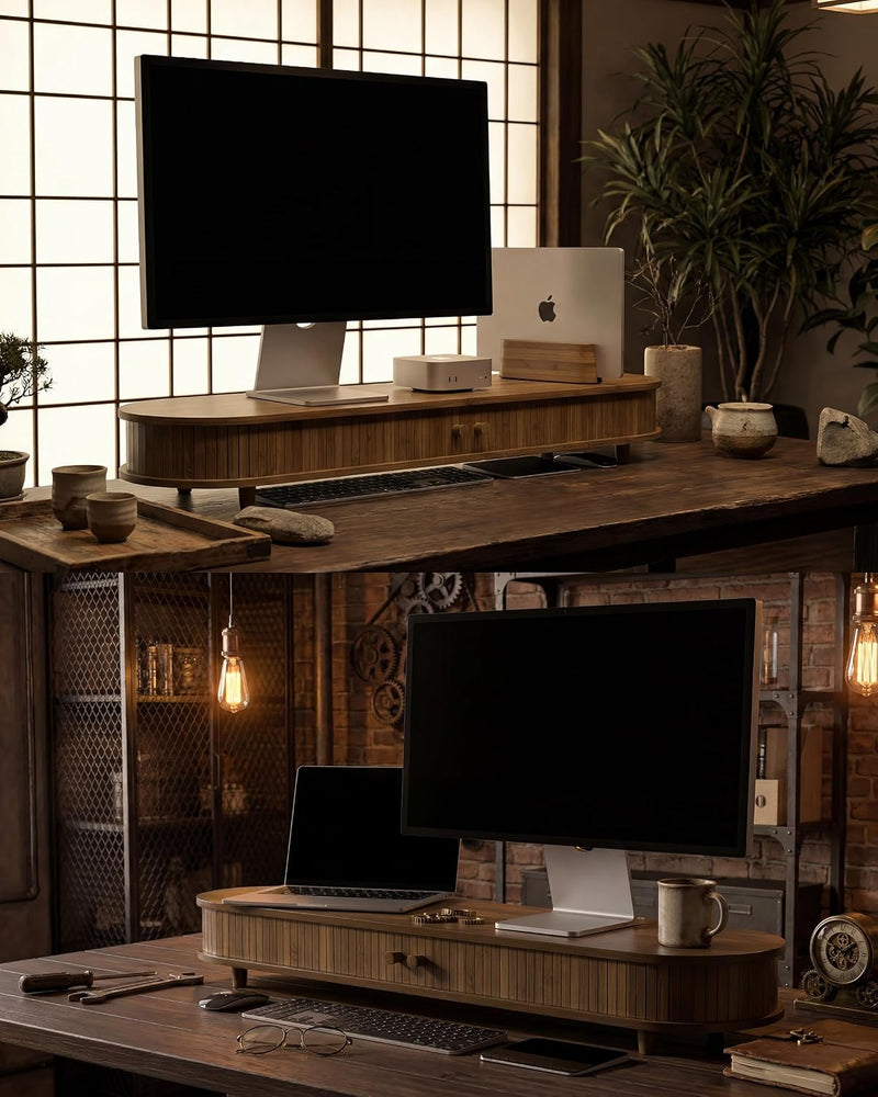 Curved Dual Monitor Stand Riser
