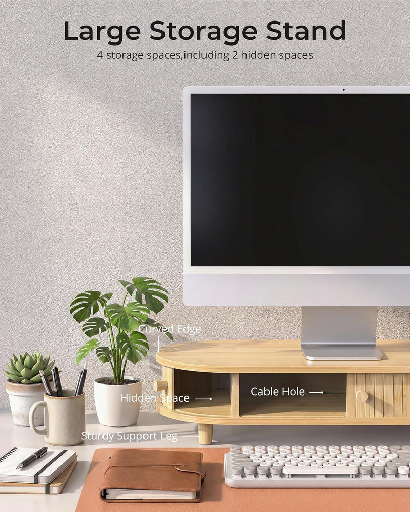 Curved Dual Monitor Stand Riser