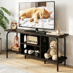 Curved Metal Frame TV Stand with 2-Tier Middle