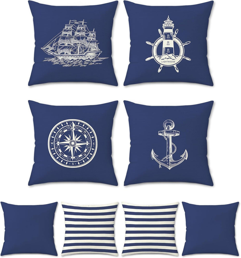 Cushion Covers 45 X Cm Nautical Marine Anchor (Set of 4)