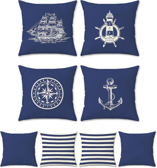 Cushion Covers 45 X Cm Nautical Marine Anchor (Set of 4)