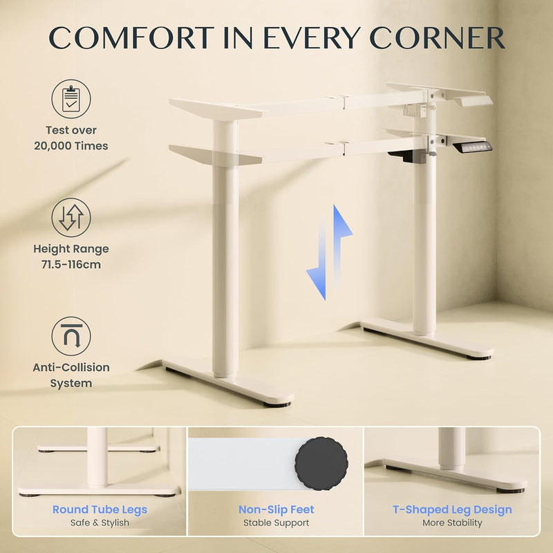 Cylinee Electric Standing Desk Frame with Round Legs