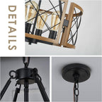 D19'' Farmhouse Chandelier for Dining Room 4-Light Adjustable