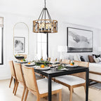 D19'' Farmhouse Chandelier for Dining Room 4-Light Adjustable