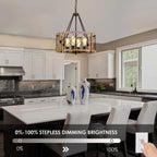 D19'' Farmhouse Chandelier for Dining Room 4-Light Adjustable
