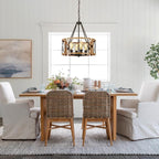 D19'' Farmhouse Chandelier for Dining Room 4-Light Adjustable