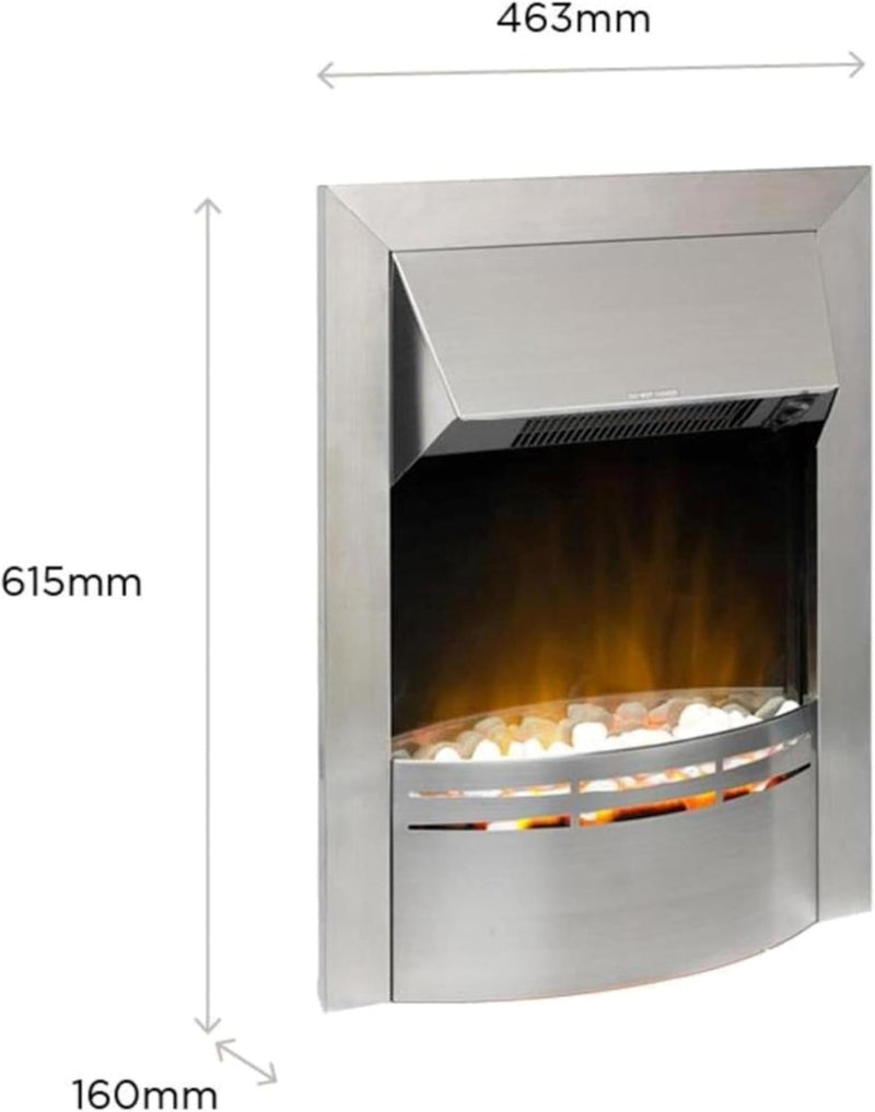 Dakota Optiflame Inset Electric Fire 2KW Stainless Steel