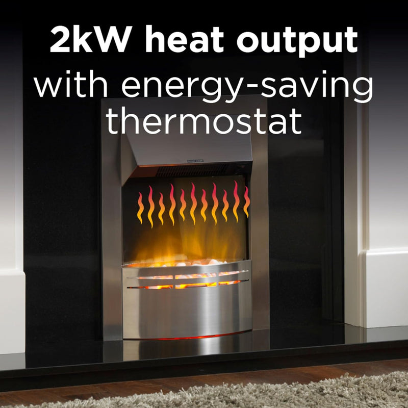 Dakota Optiflame Inset Electric Fire 2KW Stainless Steel