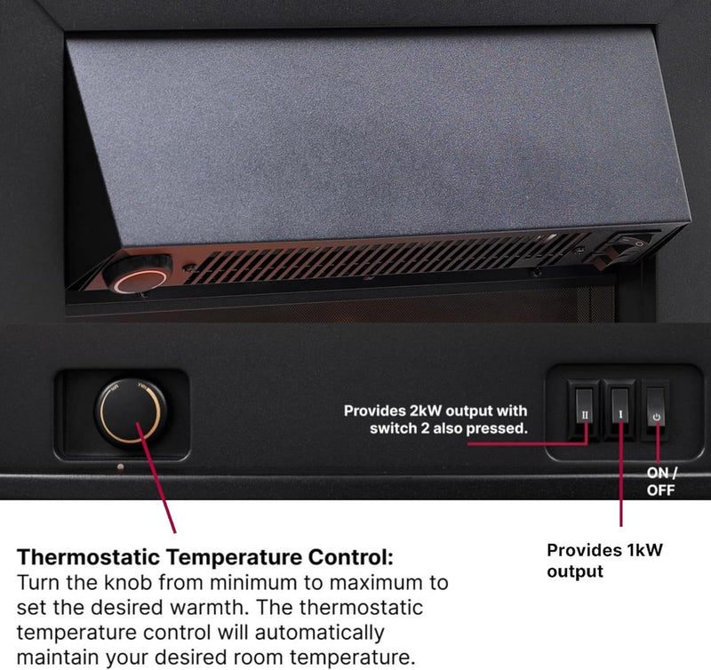 Dakota Optiflame Inset Electric Fire 2KW Stainless Steel