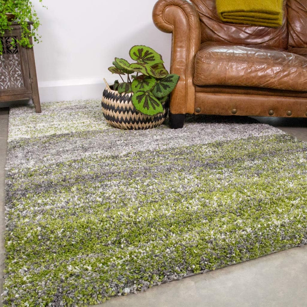 Dark Forest Striped Warm Thick Shaggy Shag Rug