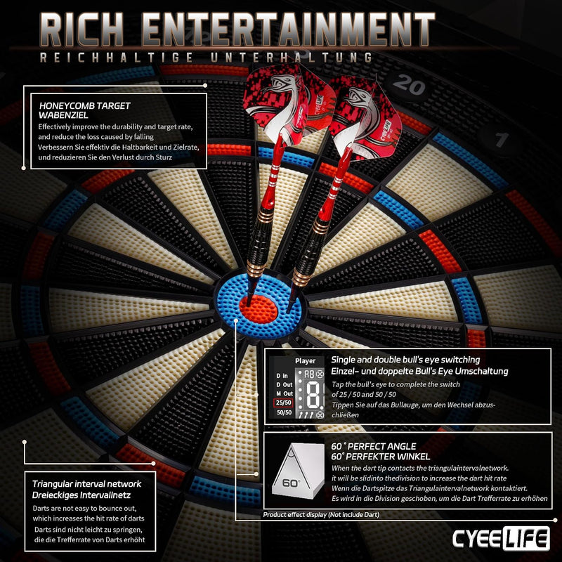 Dartboard12 Soft Darts 8 Players34 Games255 Variations Battery