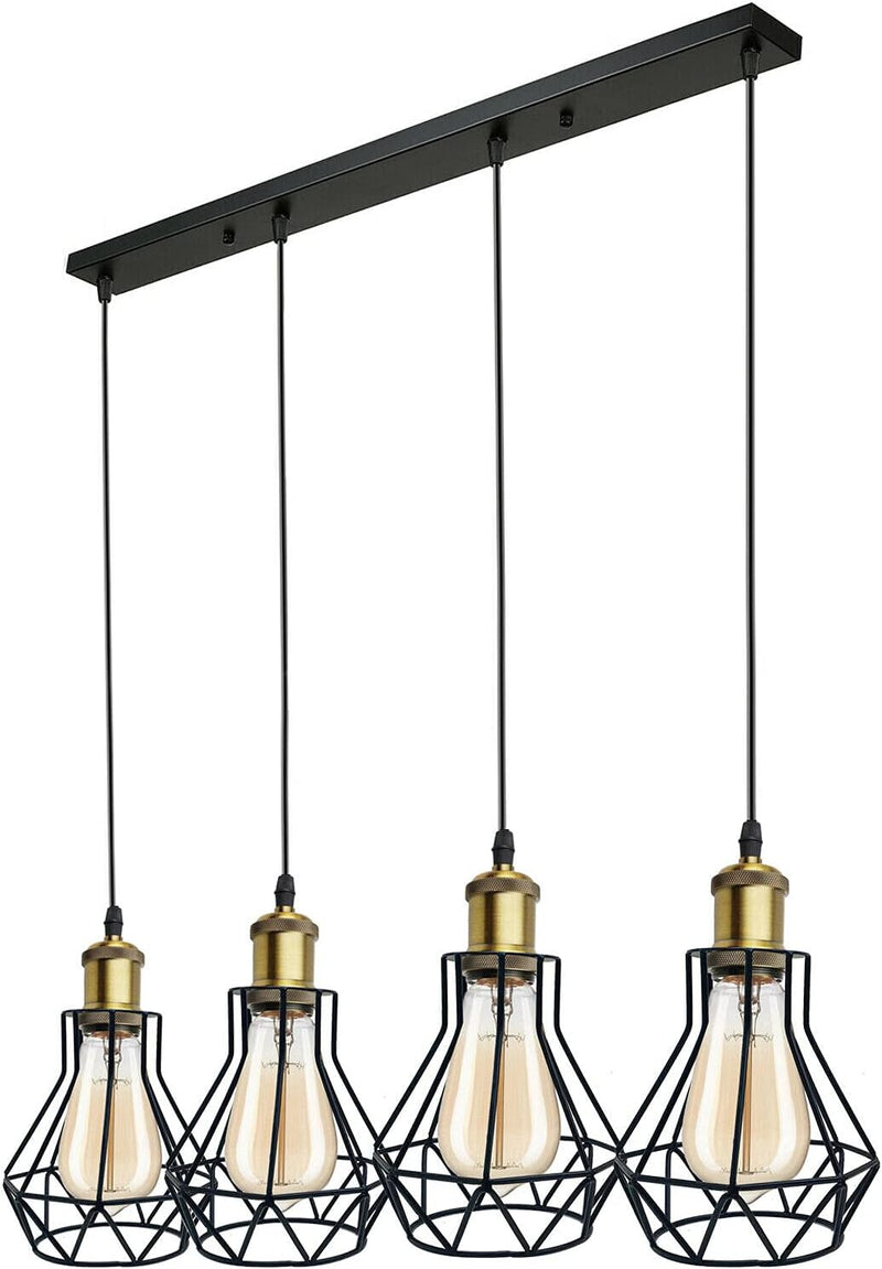 Vintage Metal Pendant Light Industrial Lamp Cage Hanging