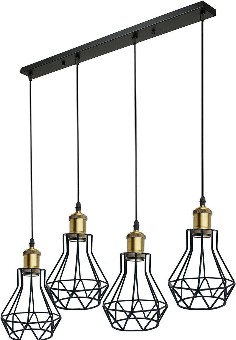 Vintage Metal Pendant Light Industrial Lamp Cage Hanging