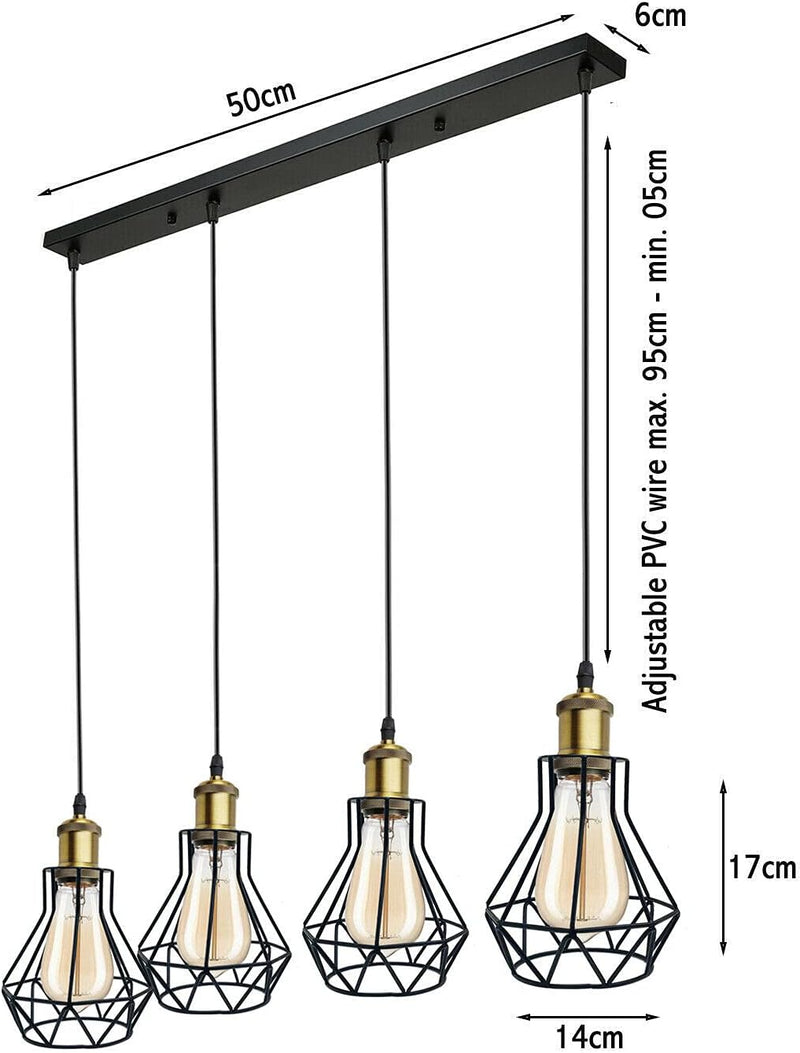 Vintage Metal Pendant Light Industrial Lamp Cage Hanging