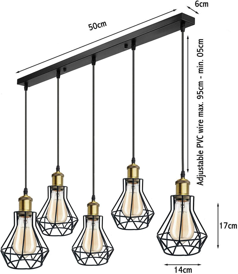 Vintage Metal Pendant Light Industrial Lamp Cage Hanging
