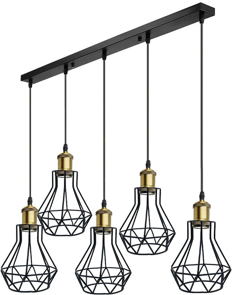 Vintage Metal Pendant Light Industrial Lamp Cage Hanging