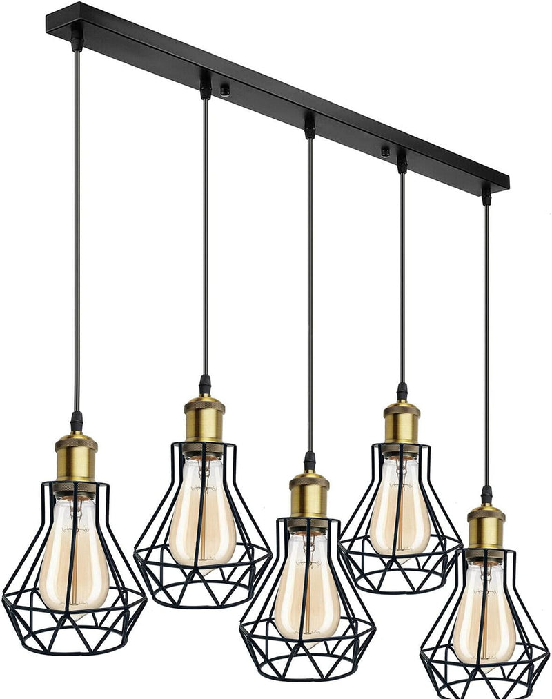 Vintage Metal Pendant Light Industrial Lamp Cage Hanging
