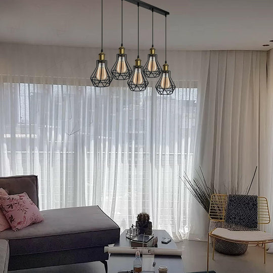 Vintage Metal Pendant Light Industrial Lamp Cage Hanging