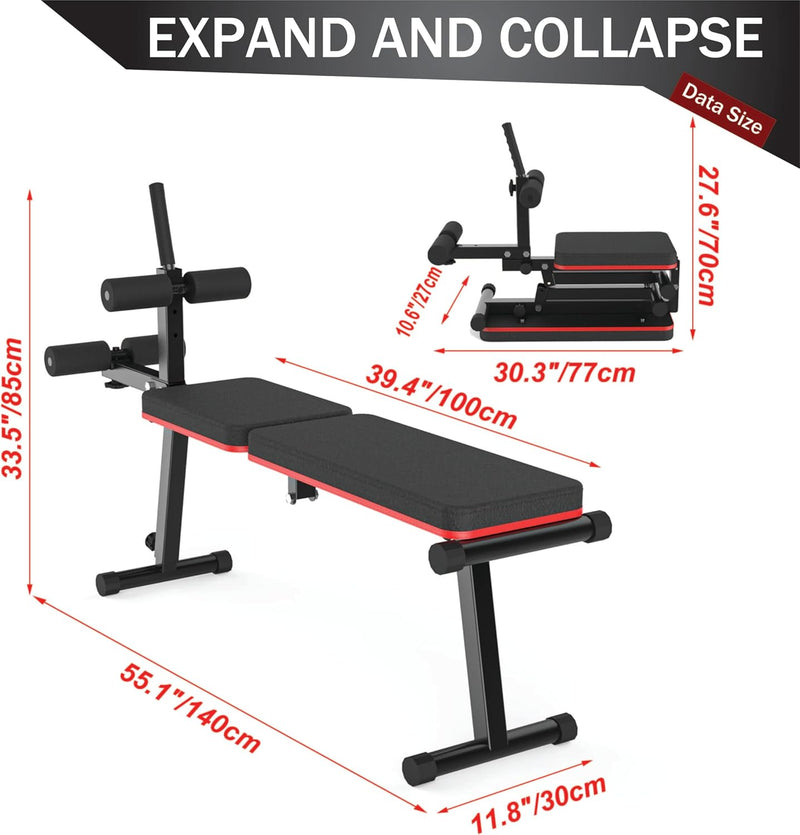 Decline Flat Bench Foldable Multi-Gear Adjustment Full Body