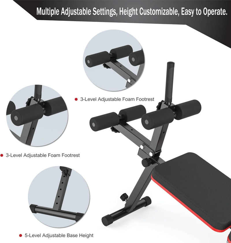 Decline Flat Bench Foldable Multi-Gear Adjustment Full Body