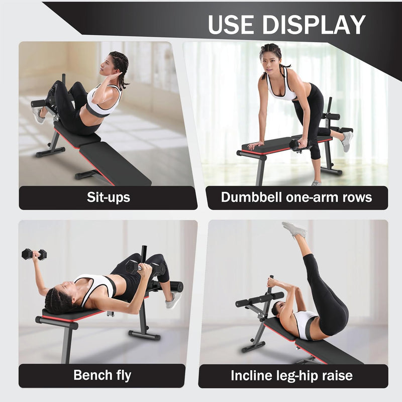 Decline Flat Bench Foldable Multi-Gear Adjustment Full Body